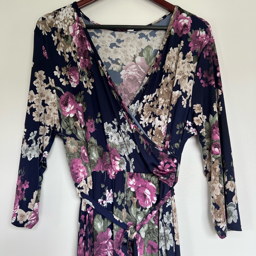 Pinkblush Maternity Navy Floral Sash Tie Maxi Dress